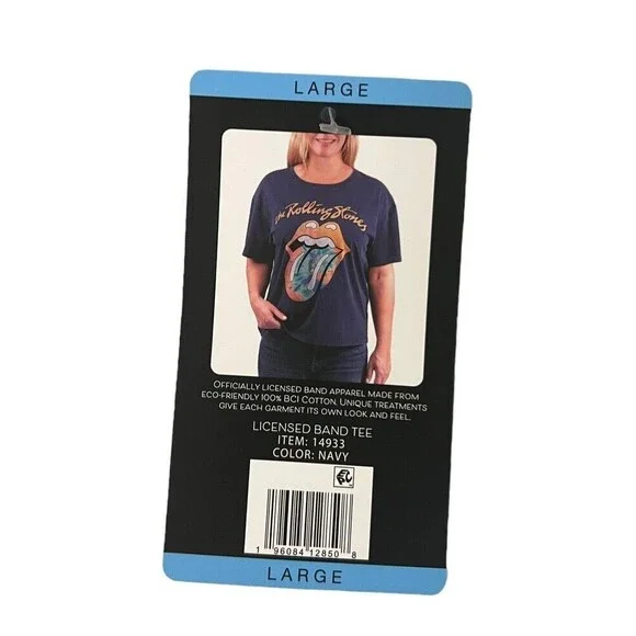 NWT Women's Navy Rolling Stones S/S Band Tee Size Large - Picture 7 of 9